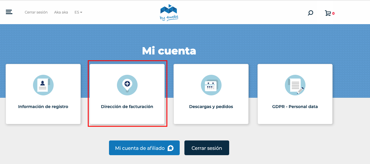 Acceda a su dirección de facturación